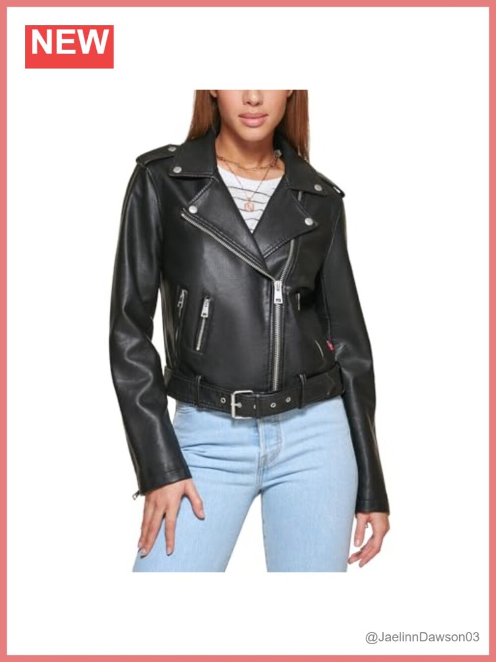 Belted Faux Leather Moto Jacket Coat Asymmetrical Zip Snap Lapels